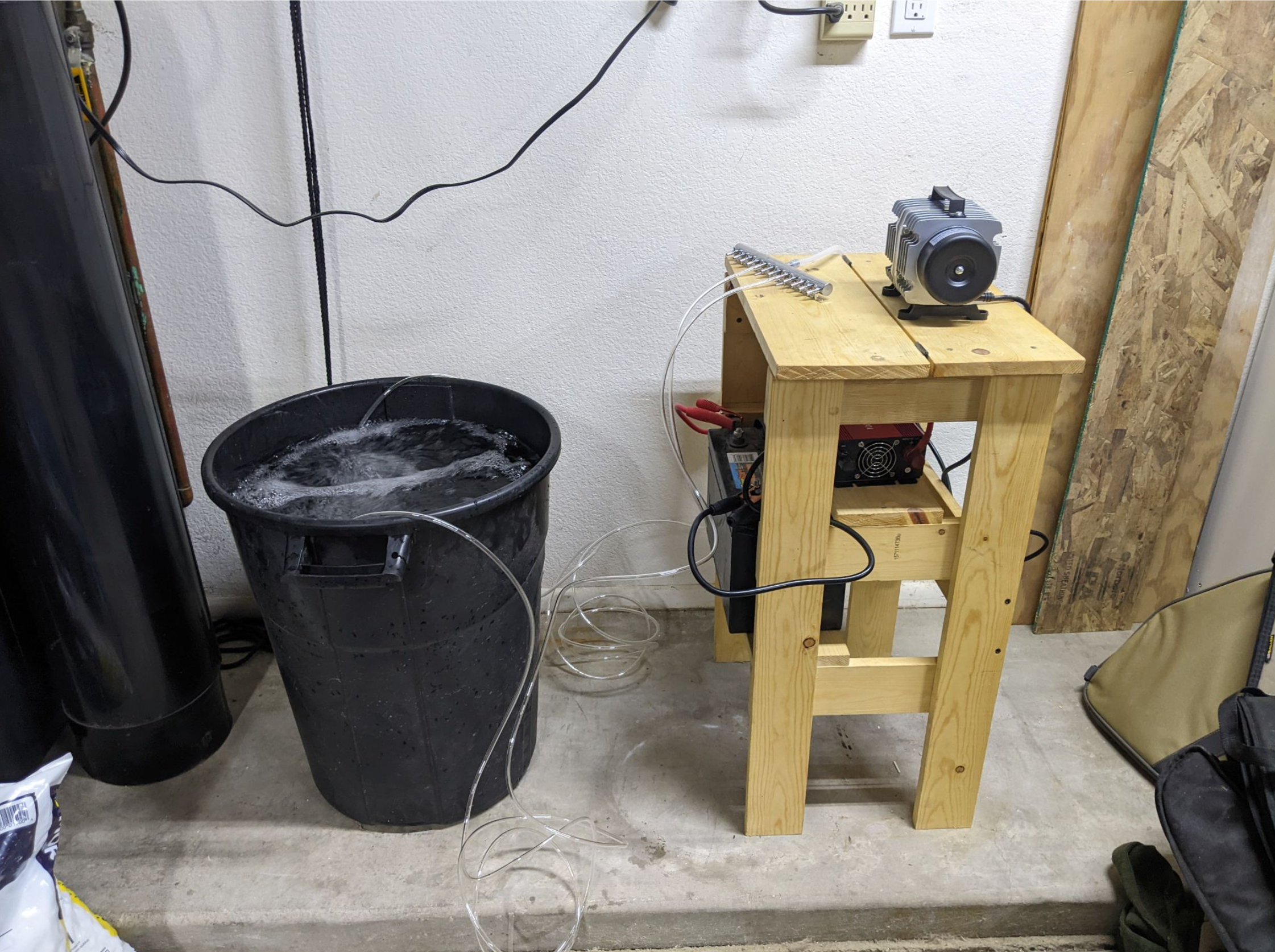 Small scale proof-of-concept prototype of the aeration system we planned to deploy